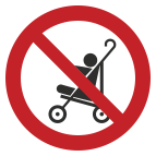 Знак Пользоваться складными колясками запрещено